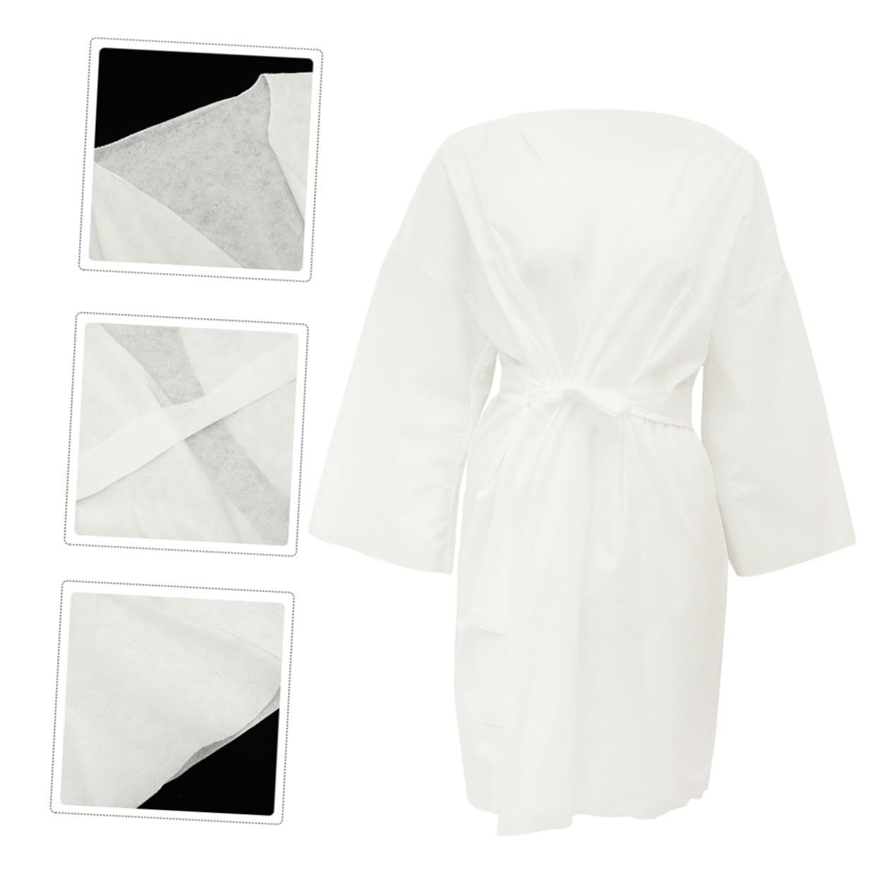 Healvian 6 Albornoces Desechables de Algodón Spunlace Blanco para Baño y Viaje, Cómodos y Livianos, Ideales para Spa, Sauna y Salón de Belleza