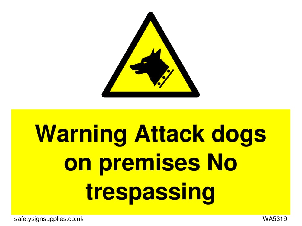 Pack of five - guard dog in warning triangle Sign - 100x75mm - A7L