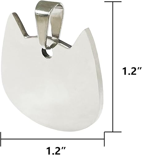 Miniatura 4 de 5 etiquetas de identificación de cabeza de gato para mascotas, nombre de gato, acero inoxidable, estampado en blanco, etiquetas de collar de