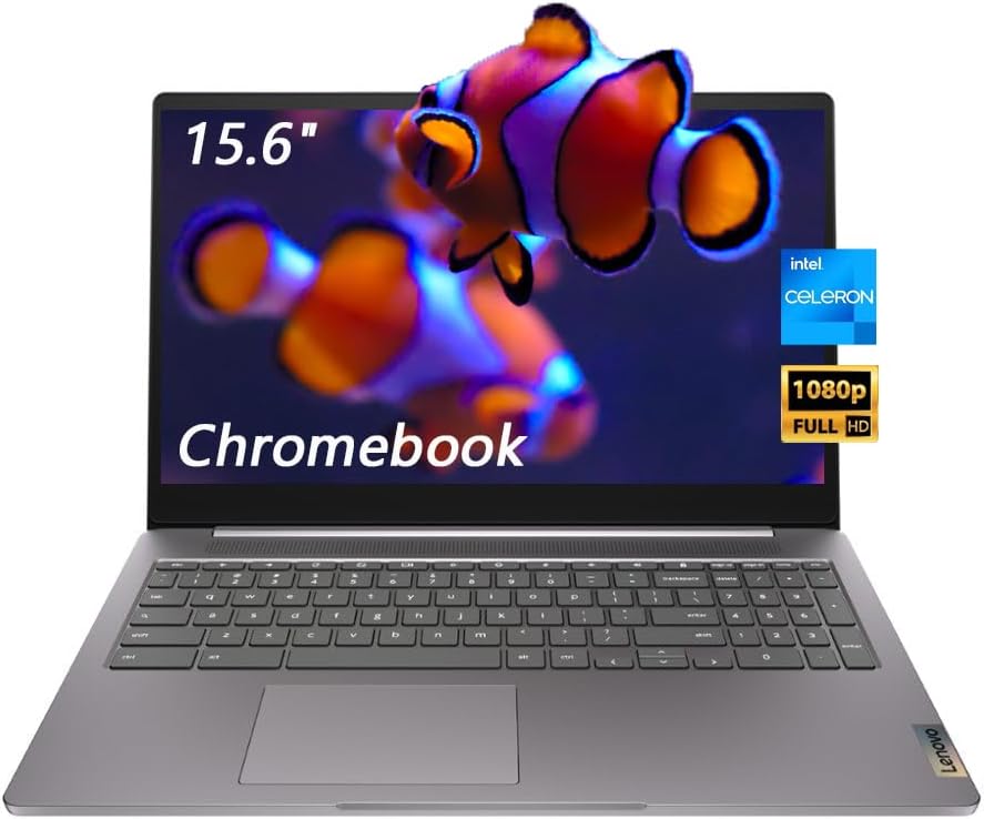Lenovo IdeaPad 3i Chromebook, 15.6" FHD Laptop, Intel Celeron N4500, Intel UHD Graphics, 4GB RAM, 64GB eMMC, Bluetooth, HDMI, Chrome OS, Arctic Grey, with 5ave Accessories
