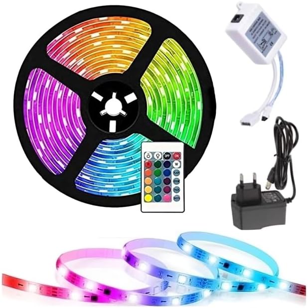 SP Electron 3Meter Light Strip Waterproof 12V Sound Sensor 24 Key Remote Control LED Strip RGB Lights Neon with Color Changing for Home Decoration, Diwali, Ceiling, TV