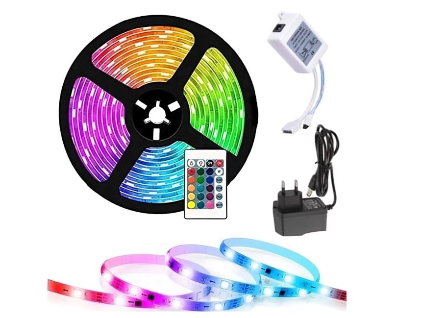 SP Electron 3Meter Light Strip Waterproof 12V Sound Sensor 24 Key Remote Control LED Strip RGB Lights Neon with Color Changing for Home Decoration, Diwali, Ceiling, TV