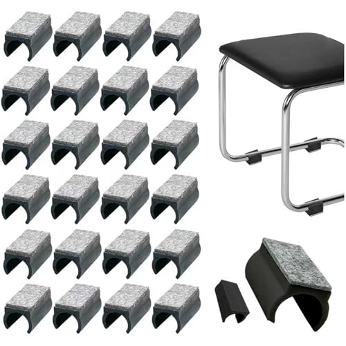 24 Piezas Protectores Patas Sillas, Tacos para Patas de Sillas, Deslizantes de Fieltro, Deslizantes para Cantilever, Protegen los Muebles del Suelo Reducen el Ruido (Negro,10mm)