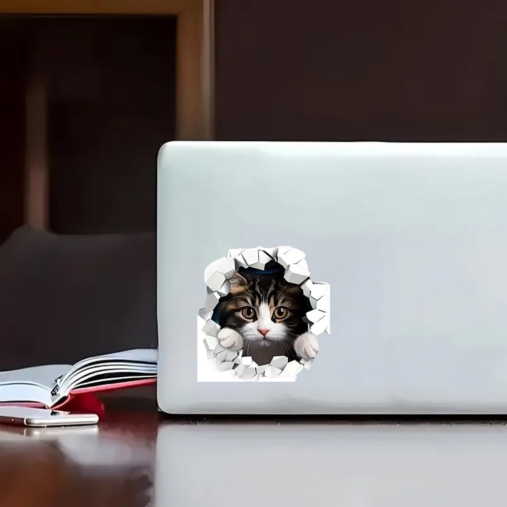 2 pcs 3D Hole Peeping Cat Funny Car Bumper Sticker,5 Inch Vinyl Decal, Waterproof,Die-Cut for Cars,Windows,Laptops - Image 7