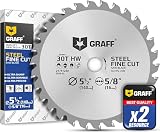 5-1/2' Circular Saw Blade - Chop Saw Blade for Steel & Aluminum - Metal Circular Saw Blade 30T TCT Blade for Circular Table Miter Cordless Saws 5/8 Inch Arbor No Heat Burr Free No Sparks GRAFF