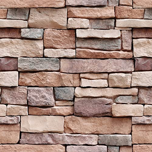 GoGoDecal Brick Wallpaper - New and Improved 3D Peel and Stick Stone Faux Wallpaper 17.71' x 393'