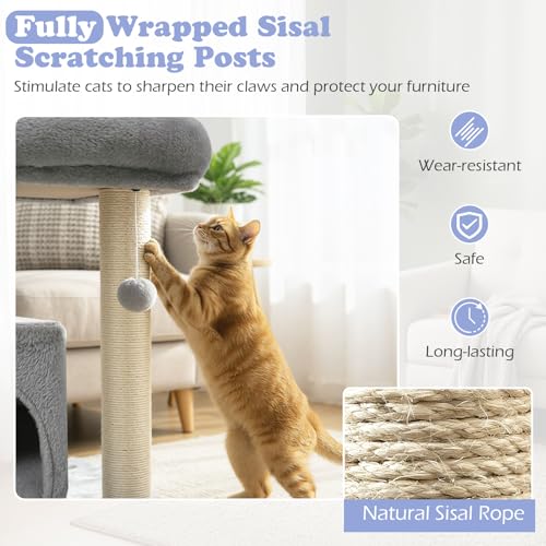 Tangkula árbol para gatos pequeño con rascador y perchero miniatura 6
