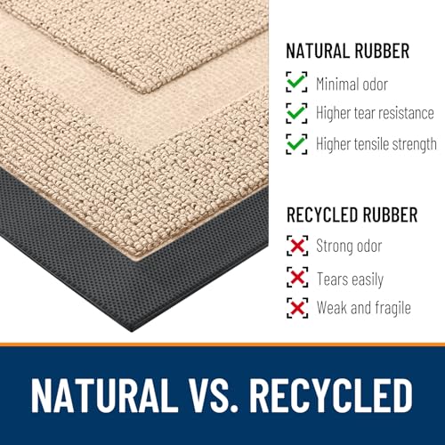 Image of OLANLY Front Door Mat Indoor Outdoor Entrance, Waterproof All-Season, All-Weather Doormat, Sturdy Natural Rubber, Low Profile, Easy Clean Patio Porch Entryway Mat, 35x23, Off-White