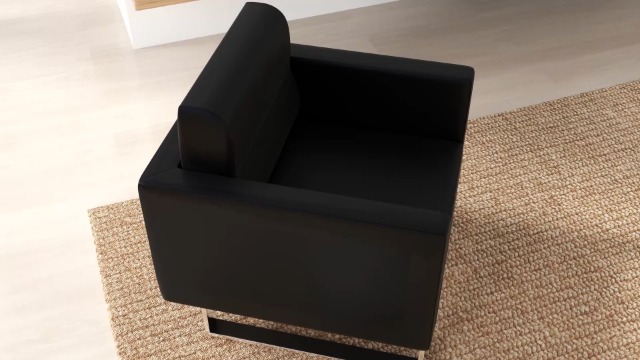 Sillón moderno cuero blanco con estructura acero miniatura 7