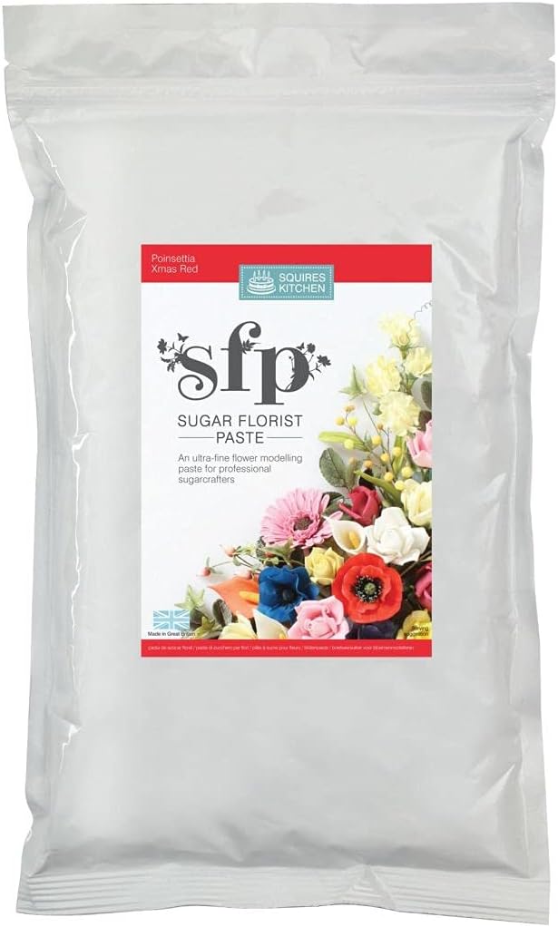 Squires Kitchen Sugar Florist Paste - Poinsettia Xmas Red 1kg - Bulk Pack, 1 kg (Pack of 1)