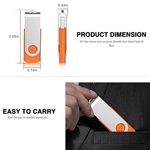 Image of Kootion 16GB USB 3.0 Flash Drive 16 gb Flash Drives 10pcs Thumb Drive Keychain Jump Drive Swivel Memory Sticks, Orange