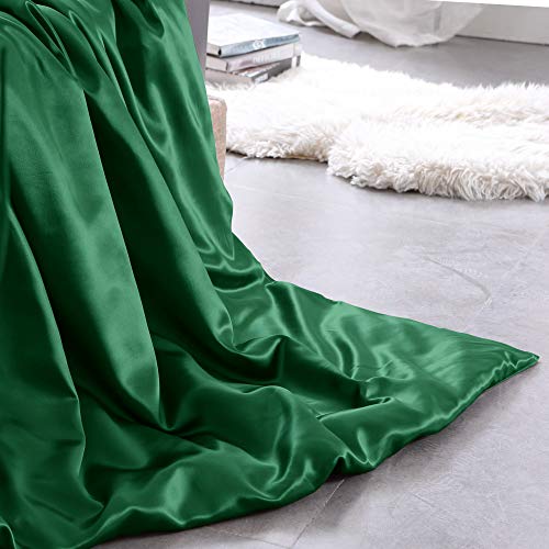 Thxsilk Silk Duvet Cover Set 4 Piece, Silk Sheets, Luxury Bedding Sets - Ultra Soft, Machine Washable, Durable - 100% Top Grade Mulberry Silk (King, Emerald Green) #TOP4