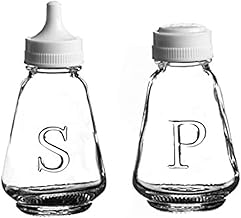Glass Salt and Pepper Shaker Pot Set of 2 Classic Clear Glass Traditional Cruet Set Cafe-Style Dispenser Bottles