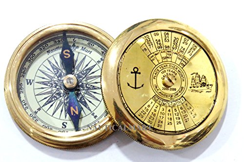 NauticalMart brújula de latón 2.5" con calendario