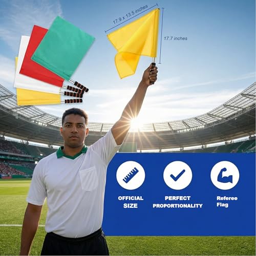 4 PCS Referee Flag, Line Judge Flags with Stainless Steel Sponge Handle for Linesman Referee Game Party Accessory - Thumbnail 2