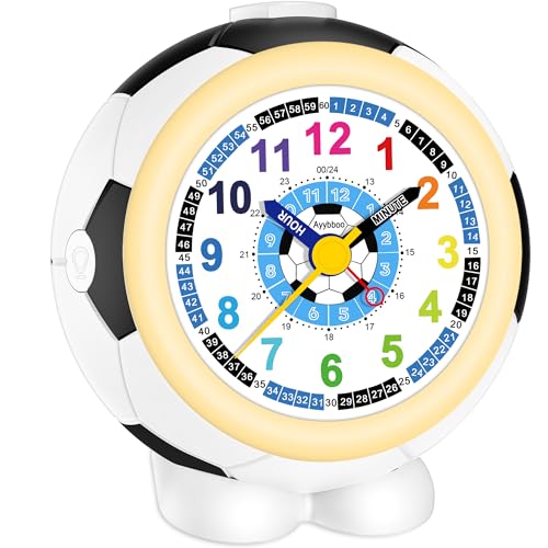Ayybboo Reloj Despertador Infantil Analógico para Niños y Niñas,Reloj Despertador Educativo para Niños con Luces de Colores y Función Snooze, Vuelta al Cole