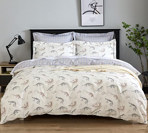 Dauaoto Kids Duvet Cover Twin Size Set, Soft Cotton Bedding Dinosaur Skeleton Fossil Pattern, Teens Boys Duvet Cover 68X86 + 1 Sham, Dino #TOP1