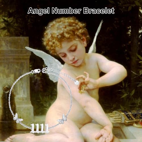 Angel Number Bracelet Anklets for Women 925 Sterling Silver Butterfly with Angel Number Adjustable Numerology Jewelry Gifts2
