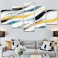 SIGNWIN 5 Panel Canvas Wall Art Modern Art Contemporary Digital Art Dramatic Geometric Multicolor Patterns for Home Decorations Ready to Hang - 60