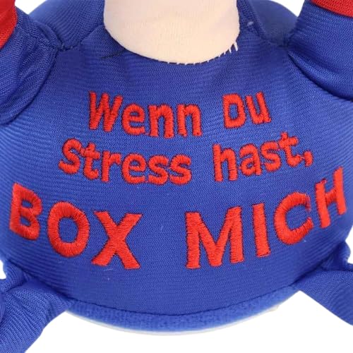 Kögler 75561 - Stoffpuppe Stress - Max mit Aufdruck, Figur mit Saugnäpfen an der Unterseite, ideal zum Abbau von Stress, Wut und Aggressionen, Blauen