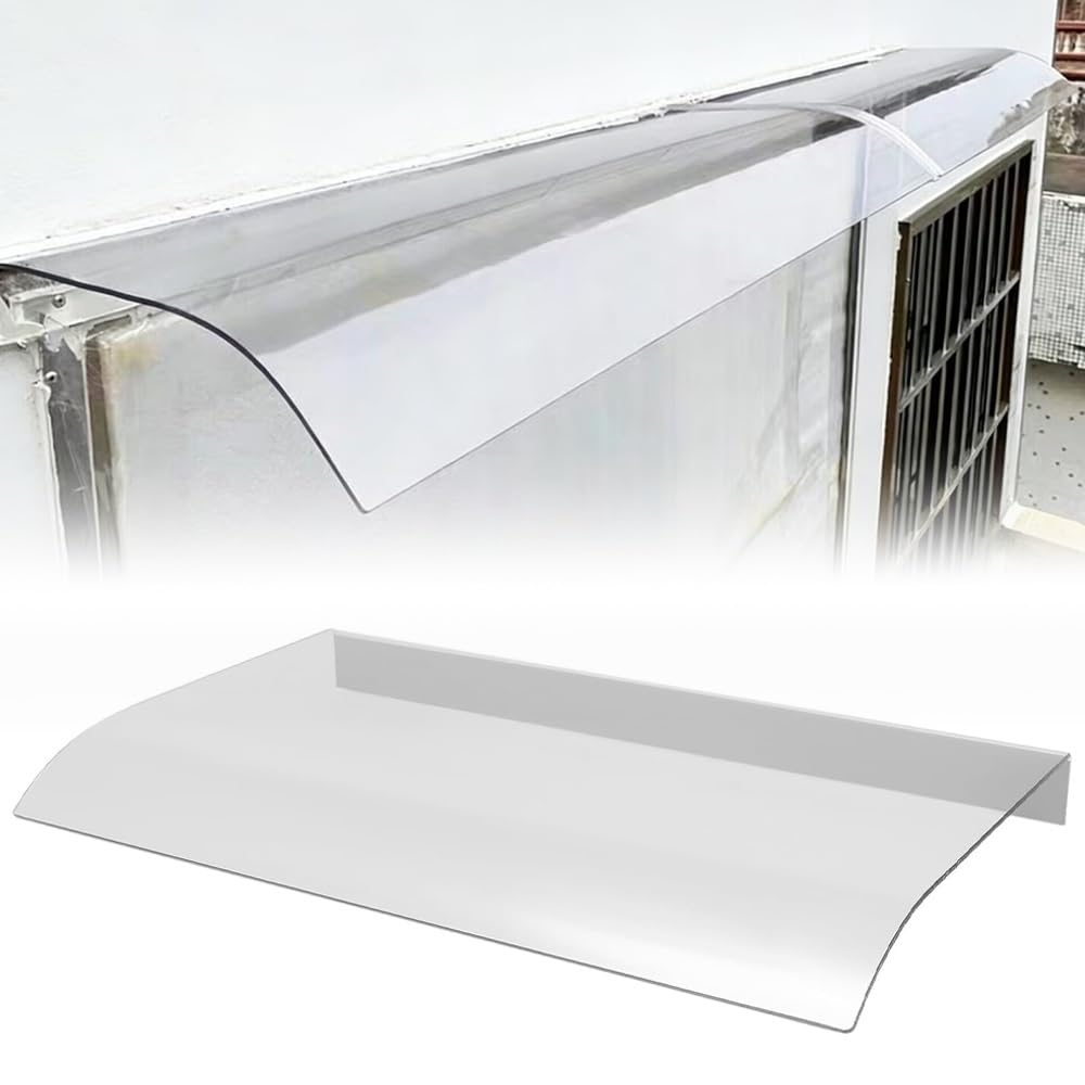 Auvent De Porte Marquise De Porte D'Entrée en Polycarbonate Transparent | Toit Abri Solaire Protection 40/80/100/120/200cm Auvent Voûté De Fenêtres Extérieur De Terrasse(50x170cm/20"x67")