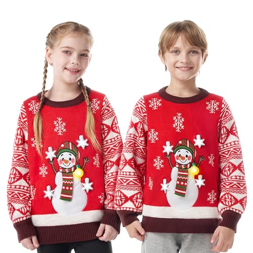 JOYIN Kinder Mädchen Schneemann Roter hässlicher Pullover mit...