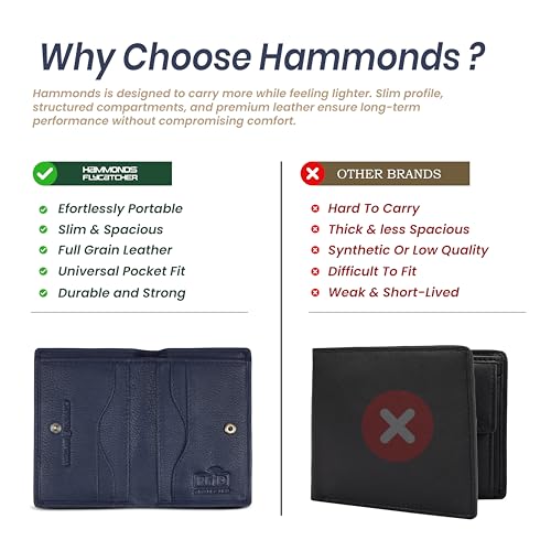 Image of HAMMONDS FLYCATCHER Genuine Leather Card Holder for Men and Women Slim RFID Blocking Bifold with 6 Card Slots Cash Compartment Compact Credit Debit Card Case Minimalist Pocket Organizer
