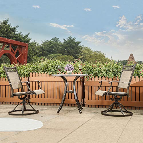 Dali Swivel Rocker Chair, Cast Aluminum All-Weather Comfort Club Arm Patio Dining Chair 2 Pc #TOP1