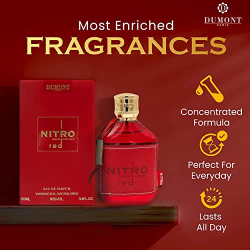 NITRO RED - 3.4oz - Eau De Parfum - Luxury Perfume for Men - Fruit, Woody, Floral & Masculine Fragrance - Long Lasting Cologne Mist & Body Spray - for Him - Image 3