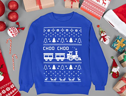 Robot Santa Ugly Christmas Sweater Kids Sweatshirt Train Long Sleeve T-Shirt 2T Blue