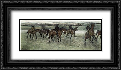 Race Horses 18x10 Black Ornate Frame and Double Matted Art Print by Degas, Edgar