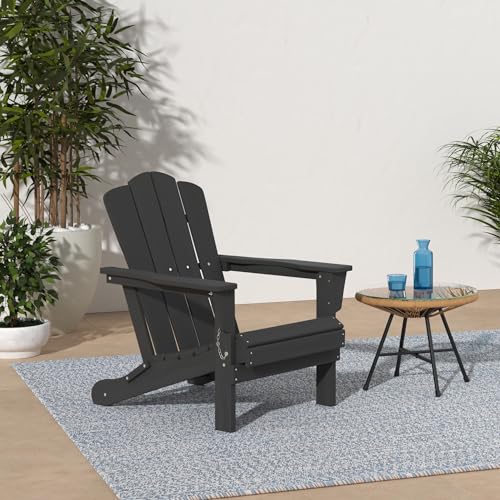 image for KINGYES Folding Adirondack Chair, HDPE All-Weather Patio Chairs, Woode