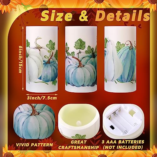 ROCEEI-3-Pack-Thanksgiving-Fall-Flameless-LED-Candles-with-Remote-Blue-Pumpkin-Battery-Operated-Real-Wax-Black-and-White-Autumn-Candles-Thanksgiving-Decor-GiftFresh-Style ROCEEI 3 Pack Thanksgiving Fall Flameless LED Candles with Remote Blue Pumpkin Battery Operated Real Wax Black and White Autumn Candles Thanksgiving Decor GiftFresh Style
