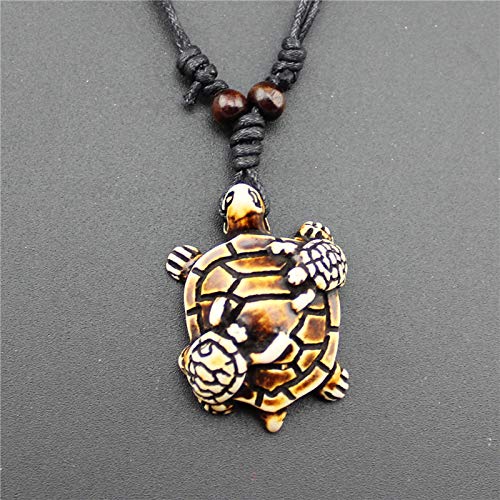 Huno Cute Sea Turtles Tortoises Pendant Necklaces Rope Chain Resin Handmade Jewelry For Mens Boys Women Girls-2Pcs Brown #TOP7