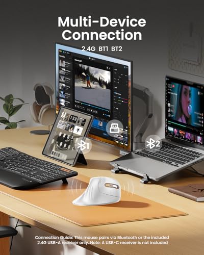 Image of ProtoArc EM11 NL Wireless Ergonomic Mouse, Rechargeable, White Gold