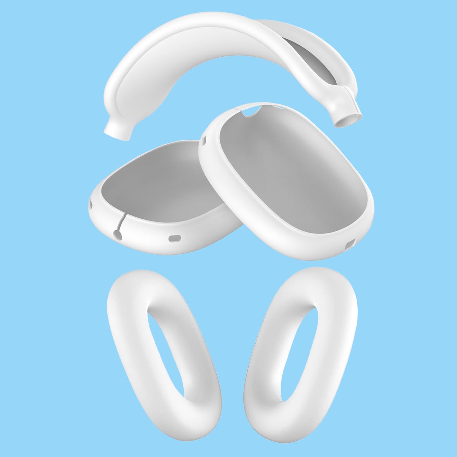 Custodia In Silicone Per AirPods Max - Set 3 In 1 Antigraffio, Colore Blu - Foto 3