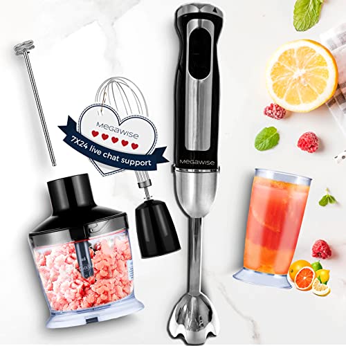 Image of 3-in-1 Immersion Hand Blender, Powerful MOTOR 12-Speed Stick Blender with Sturdy Titanium Plated Stainless Steel Blades