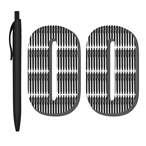 Deegtran 100 Pack No Bleed Black Barrel Click Pens, Wholesale Retractable Ballpoint, Medium Point, Smooth Ink, 1.0MM Black Ink