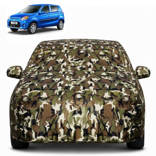 Image of Pivalo Car Body Cover for Alto 800 All Model & Years (2000-2026) 100% Waterproof with Mirror Pockets, Triple Stitched Dustproof Heat Resistant UV Protection (Military /Jungle /Camouflage)