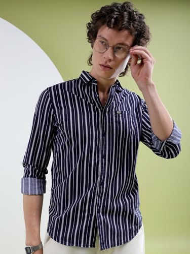 Image of The Indian Garage Co Men Slim Fit Checkered Full Sleeves Spread Collar Casual Shirt