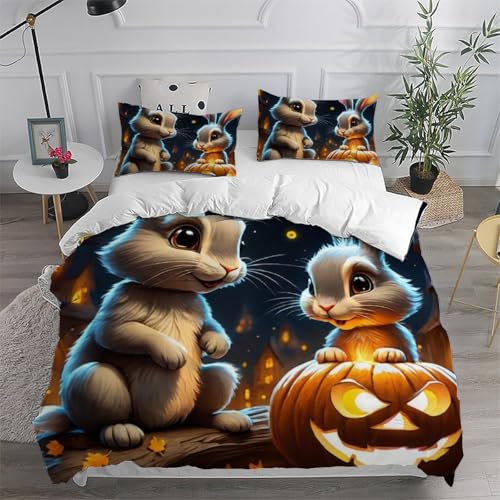 Housse de couette lapin microfibre douce et résistante lit 200x200 cm - 6