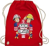 Shirtracer Feuerwehrmann Sam Tasche - Sam - Immer im Einsatz - rot - Unisize - Rot - sportbeutel junge feuerwehr - WM110 - Turnbeutel und Stoffbeutel aus Baumwolle