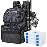 PLUSINNO Fishing Backpack with Rod Holders & Cooler, 45L Large Water-resistant Tackle Bag, Store...
