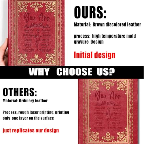 Johsbyd Red A5 Lined Leather Journal Notebook,Inspirational Christian Gifts Hardcover Executive Notebooks For Men Women,200 Pages 100 Gsm Thick Ruled Paper Daily Diary For School,Family ,Friends,Work thumb #4