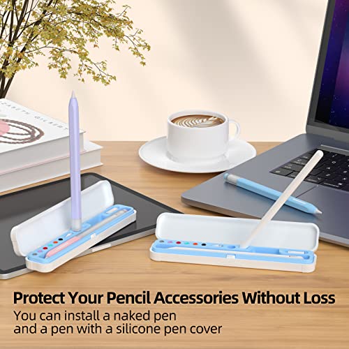 Image of Magnetic Carrying Case Compatible with Apple Pencil 2nd Generation and 1st Gen Pencil and Samsung Galaxy S-Pen Series, Pencil case Consists of Hard PC Shell and Soft Silicone Inner (Sky Blue)