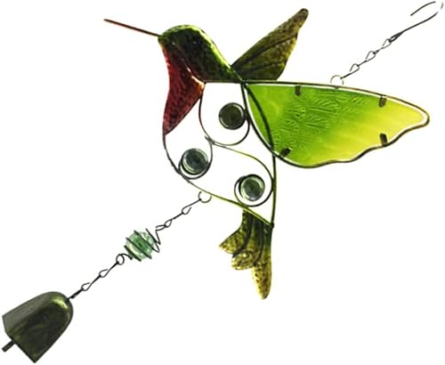 GANAZONO Campanas de viento de flamenco para decoración del hogar, campanas de viento de pájaro con campanas, decoración de estatua de vidrio de