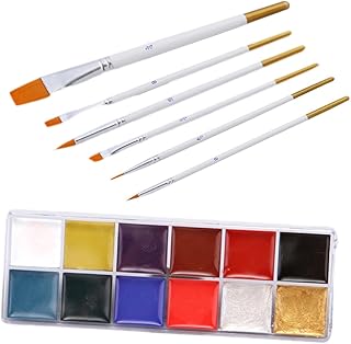HONMEET 12 Conjuntos De Maquiagem Conjunto De Pincéis Pintura Facial Para Óleo De Maquiagem 12 Cores Pintura A Óleo Pintura Facial Paleta De Maquiagem A Óleo Top Coat Pincel De Maquiagem