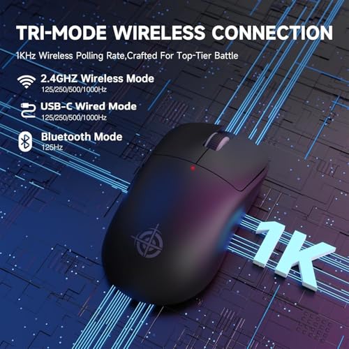 Image of ATTACK SHARKxMagic-Refiner G6 Wireless Gaming Mouse Tri-Modes Connection 2.4G /BT /USB-C 24000 DPI 1000Hz Polling Rate with Anti-Slip Grips,750mAh Battery Gaming Mice for Laptop /PC /Mac Gamer Black