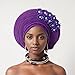 Generic Fashion African Headtie Turban Nigeria Head Ties With Flowers Already Made Auto Gele Women Head Wraps For Wedding Party (One Size,Green)