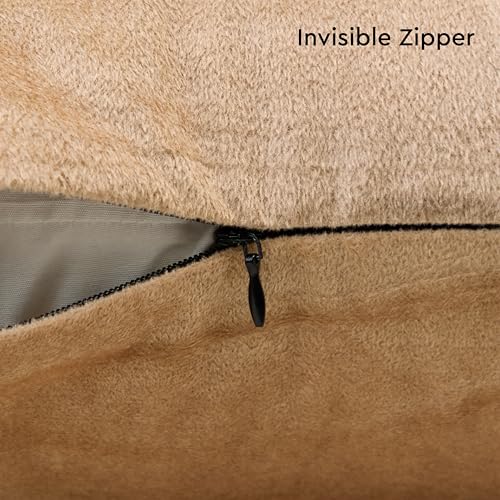 Image of Encasa XO Velvet Throw Pillow Covers 12x20 in (30x50 cm) - Gold - No Inserts, Pack of 2 Cases | Solid Plain Dyed Soft & Smooth, Square Decorative Cushion Covers for Living & Bedroom